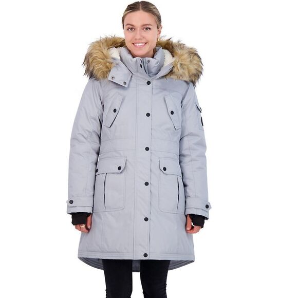 New with tags Madden Girl gray parka coat with removable hood, size Large - Picture 1 of 12